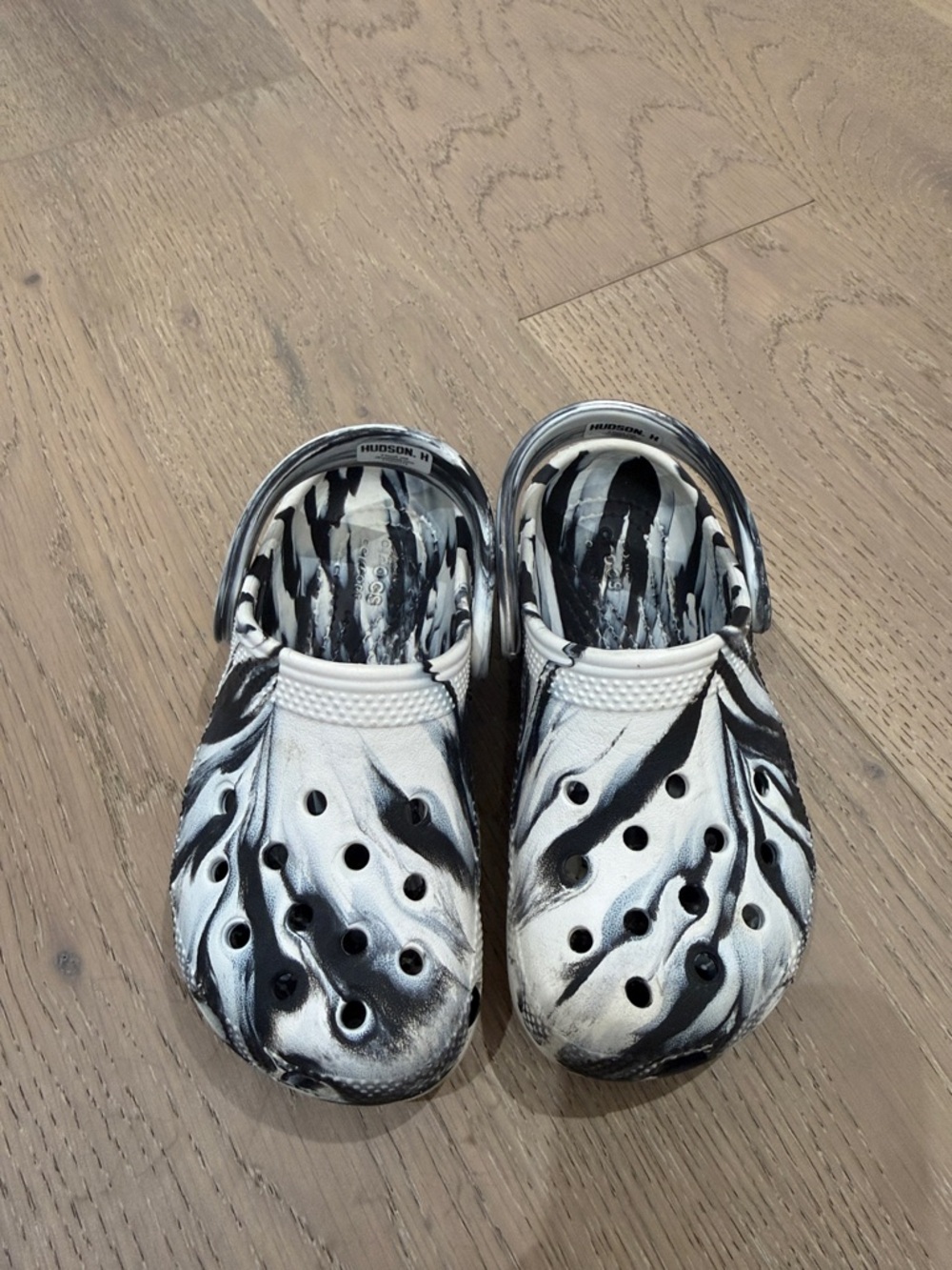 CROCS Kids Black & White Swirl Clogs
